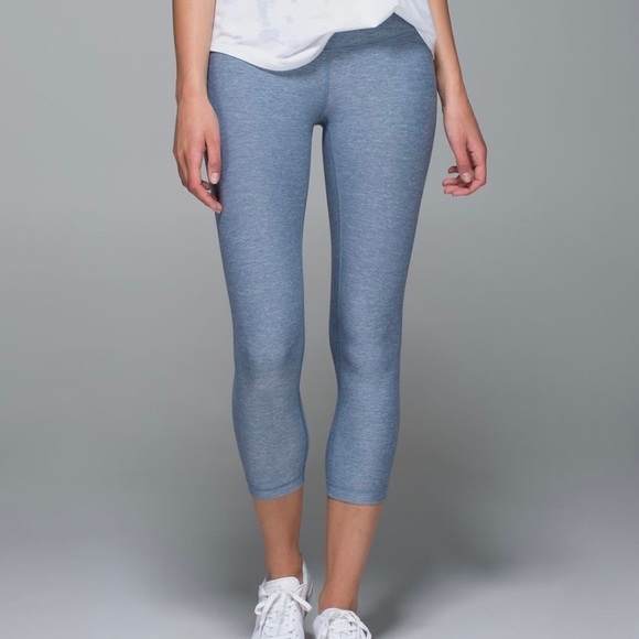 Lululemon Wunder Under Crop II Leggings, Heathered Blue Denim‎ - Picture 1 of 9